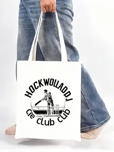 Baseball tote bag, Club print shoulder bag, canvas shopping bag, fixed strap tote, work commute bag, school book bag, grocery tote, casual fashion bag, men's canvas bag, women's large tote, heavy-duty tote, sports style bag