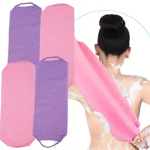 Set of 4 Exfoliating Back Scrubber for Shower with Handles Nylon Back Exfoliator Washers Stretchable Pull Strap Exfoliating Loofah Washcloth for Women Men Body Deep Cleaning Massages