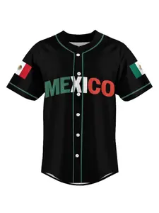 Black Friday Men's Fury Mexican Baseball Shirt - Black Mexican Baseball Collar Shirt Mexico jersey Latinas Mexico jersey short sleeved shirt