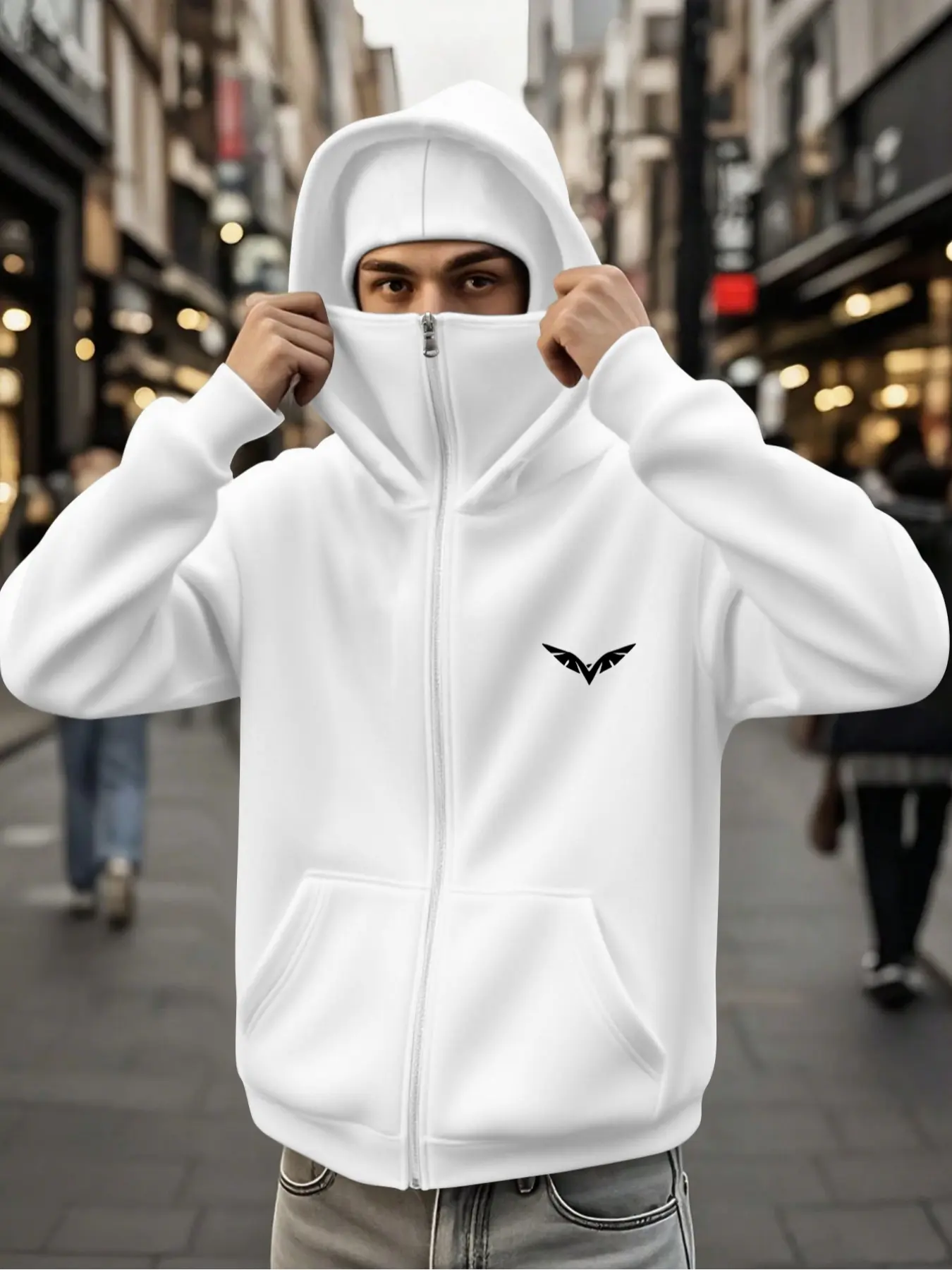 Men's Casual Hooded Sweatshirt, Trendy Style, Geometric Print Pullover, Thick Fabric, Fitted Design, Fall & Winter Wear, GSM Hoodie