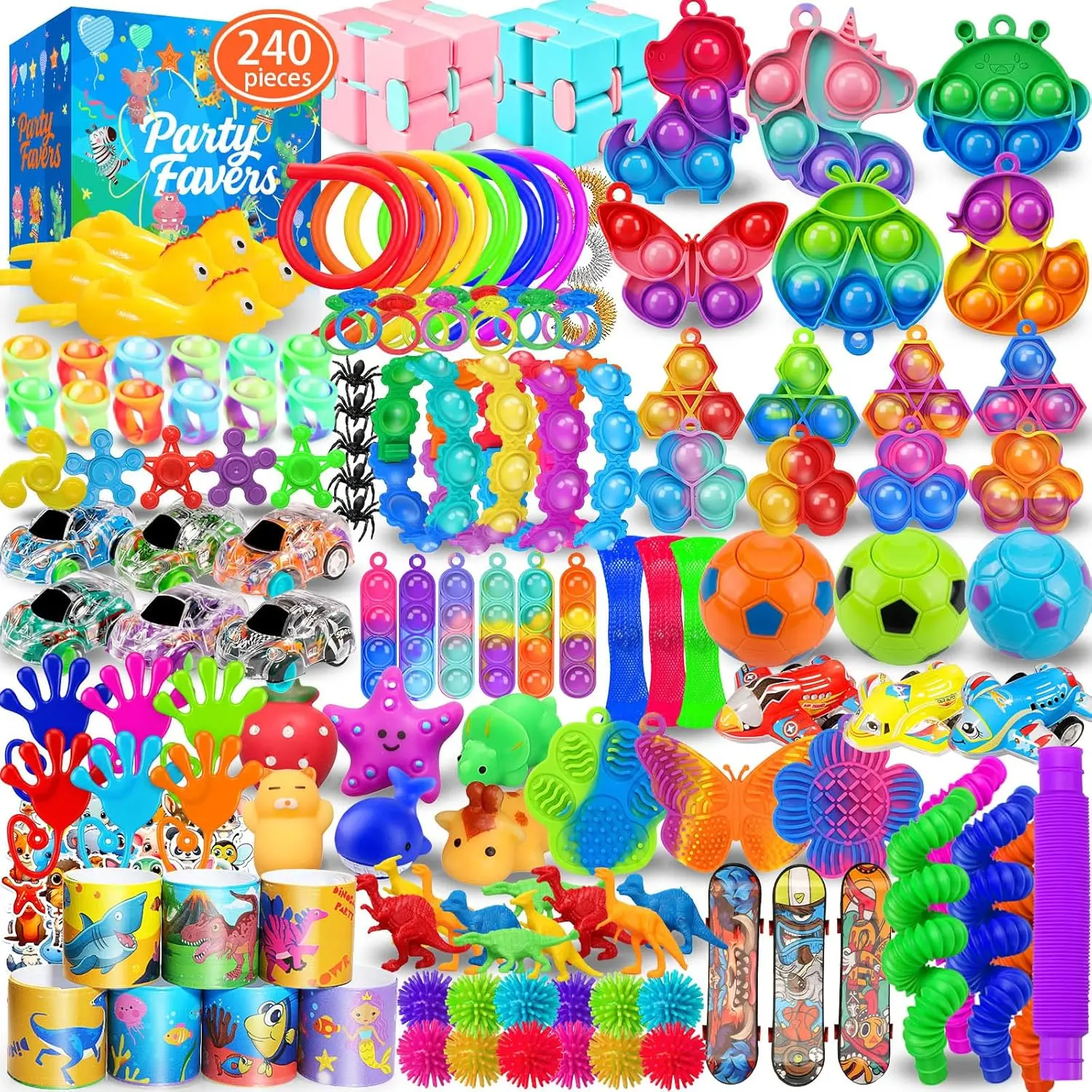 240 Pack Fidget Toys Bulk for Kids & Adults, Party Favors, Sensory Toys, Classroom Prizes, Goodie Bag Stuffers, Birthday Party Favors, Treasure Box Toys, Christmas Stocking Stuffers, Stress Relief Gifts