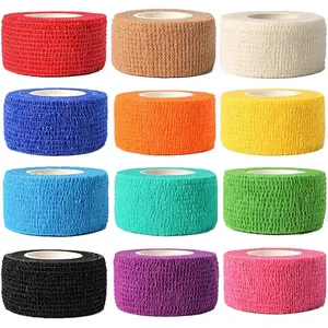 12-Pack Self Adhesive Bandage Wrap, 1 Inch x 5 Yards Athletic Elastic Cohesive Bandages for Sports Injury, Strain, Knee, Wrist, Ankle Sprains, Swelling, First Aid and Workout Support