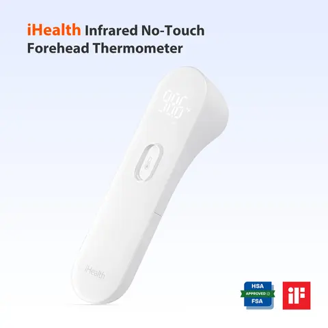 iHealth No-Touch Forehead Thermometer HSA/FSA Eligible, Fast, 3 Ultra-Sensitive Sensors, Quiet Vibration Feedback, Digital Large LED Digits, Easy to Use for Home