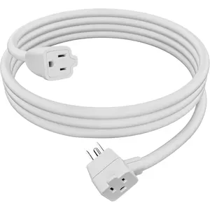 2-Outlet Extension Cord 6 FT, Pigtail 3 Prong Extension Power , 45  Plug Design, 16/3 Gauge Cold with Extra Socket on Plug, 13A 1625W 16AWG, Outlet Saver, Power Splitter, ETL Listed, White