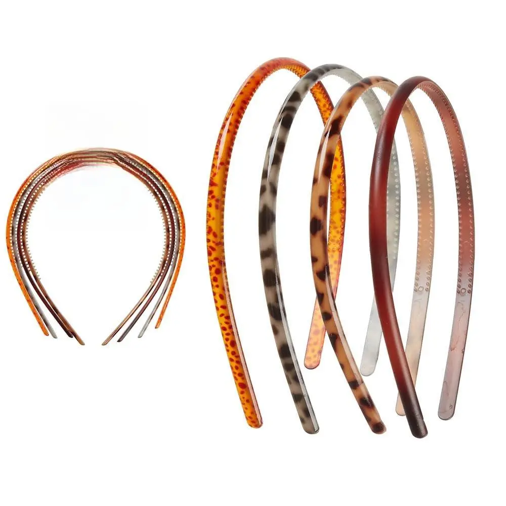 Skinny Hairbands for Women and Men - 4 Count Classic Tortoiseshell & Animal Print Plastic Men's Accessories with a No-Damage Hold, Fashion Headband, Headbands For Women, Unisex, Animals, Everyday