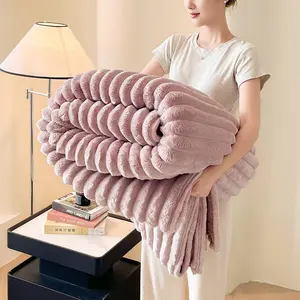 1 solid color bed blanket, soft and warm blanket, Soft cozy throw, super soft skin friendly blanket, thick blanket, warm in winter, fluffy, super soft suede, suitable for sofas, beds and offices - a gift for all seasons