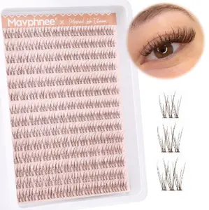 Mavphnee Brown Lash Clusters Natural Cluster Eyelash Extensions 10-12MM C Curl Lash Extension Individuals 168 Pcs DIY Self Application Lash Extension Clusters for Beginners
