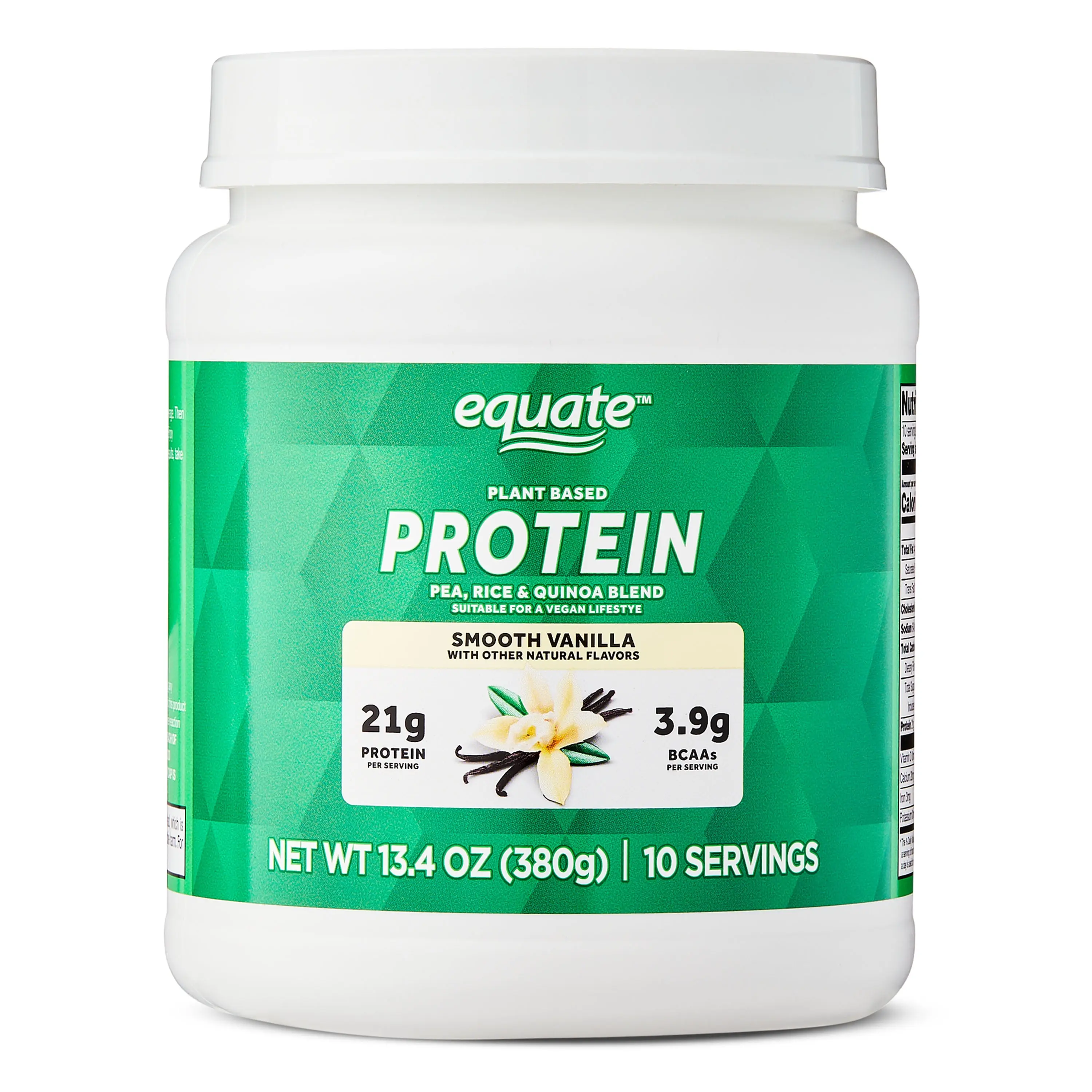 Equate Plant-Based Protein Powder Smooth Vanilla 13.4 oz Vegan Friendly High-Quality Supplement for Muscle Growth Recovery and Wellness
