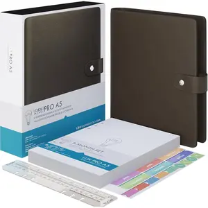 PRO A5 - Daily Planner & appointment diary 2024 - Gratitude journal, wellness journal & Undated weekly planners and organisers - Desk journals for women & men -  (Brown - Walnut)