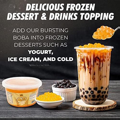 Fusion Select Strawberry, Mango, Passion Fruit Bursting Boba Pearls, Popping Boba for Bubble Tea, Drinks, Desserts, Fruit Tea and Snack Toppings Beverage