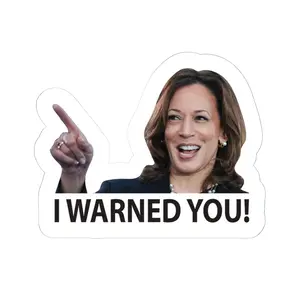 Kamala Harris “I Warned You!” Sticker Sheet, die cut waterproof vinyl decals