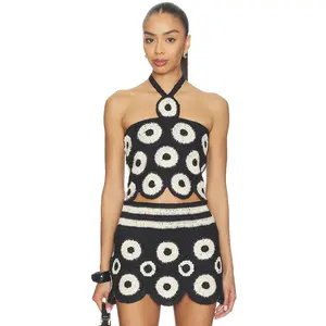 SIMONMILLER Atlas Crochet Top in Cream & Black