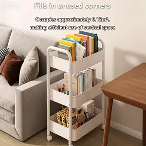Mother's Day Gift Metal 3-Layer Rolling Storage Trolley with Silent Lockable Wheels Multi-Use Organizer for Diapers Crafts Art & Teacher Supplies White/Pink stand
