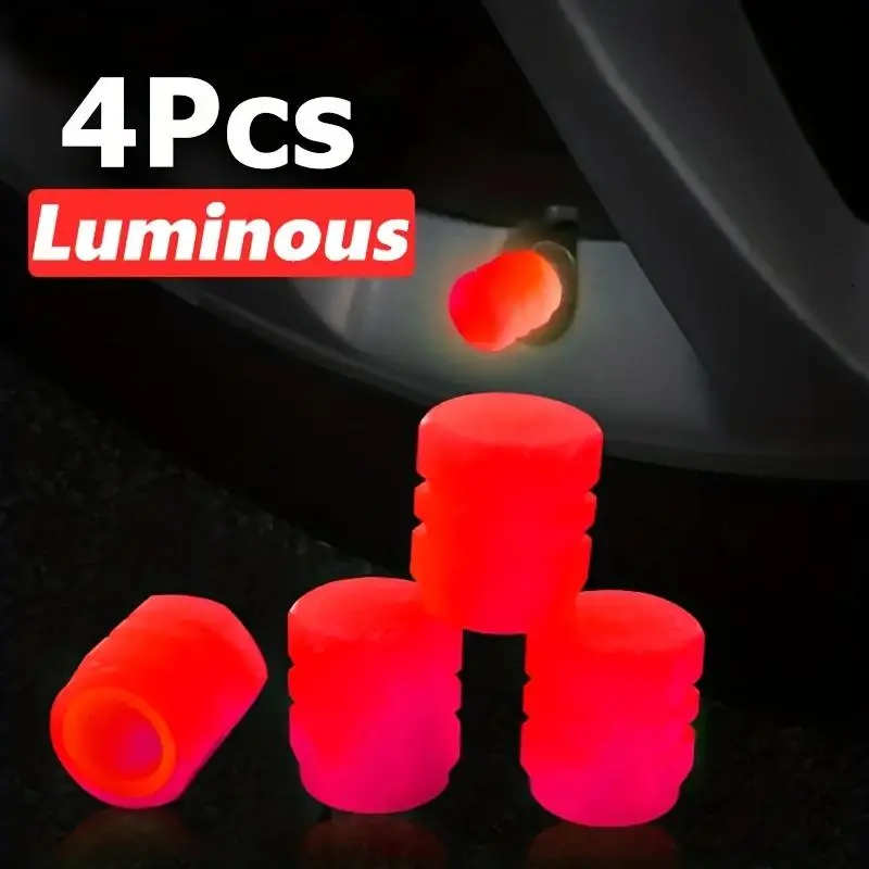 4 luminous stem covers, GM fluorescent stem covers, car tire luminous valve cap, general valve cover, multi-color optional beautiful and practical, color luminous, Automotive Van Accessories, Tyre Caps