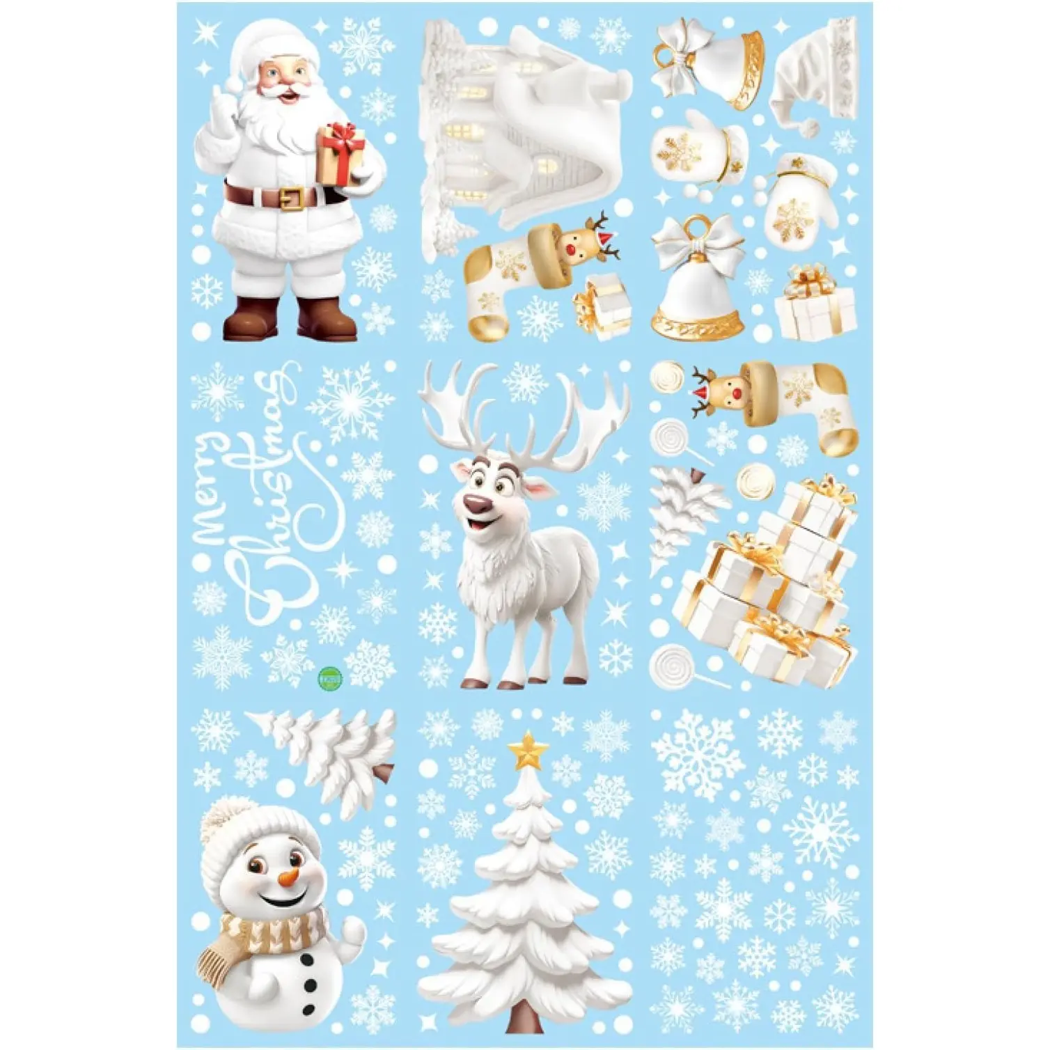 190pcs Christmas Window Stickers White Christmas Snowman Window Glass Decoration Party Supplies