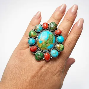 Eloise Richards - Multi Stone Cluster Ring - Handmade Native Navajo