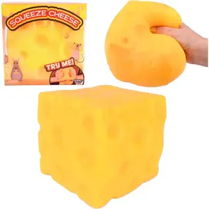 Jumbo Cheese Squishy Toy, Soft Squeeze Sensory Stress Ball, Quick Rebound TPR Cheese Cube Toy Helps Relax and Focus for Kids and Adults