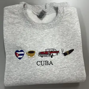 Cuba Embroidered Sweatshirt, Cuba Crewneck, Cuba Sweatshirt, I love Cuba, Cuba gifts, Embroidered sweatshirt, States and cities shirts
