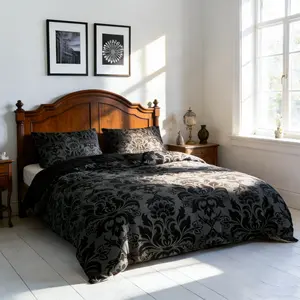 Dark Baroque Style Bedding Set, 3 Piece (1 Duvet Cover + 2 Pillowcases No Insert ), Soft Comfortable, Zipper Closure, Gift Option