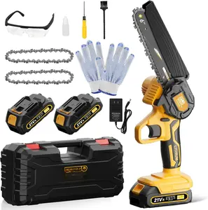 6 Inch Mini Chainsaw Cordless, Portable Electric Chainsaw, for  , Tree Trimming, Courtyard, Household, and Garden Yellow