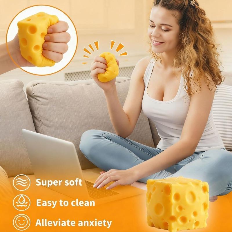 Soft Cheese Block Toy -, Stress Relief Squeeze Toy, Perfect for Play and Relaxation, Mini Stress Relief Sensory Toy for Kids Adults