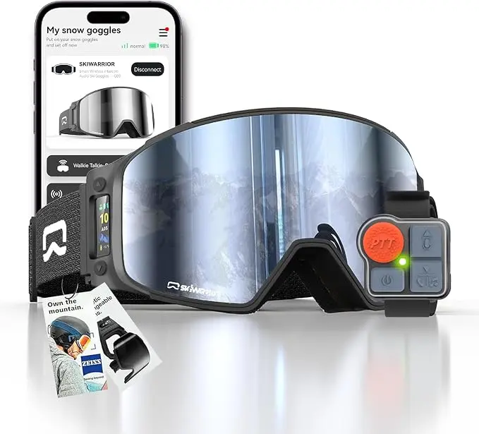 Multifunctional Smart Wireless Ski Goggles with Walkie-Talkie, Anti-Fog Zeiss Lens, Music & Call Function
