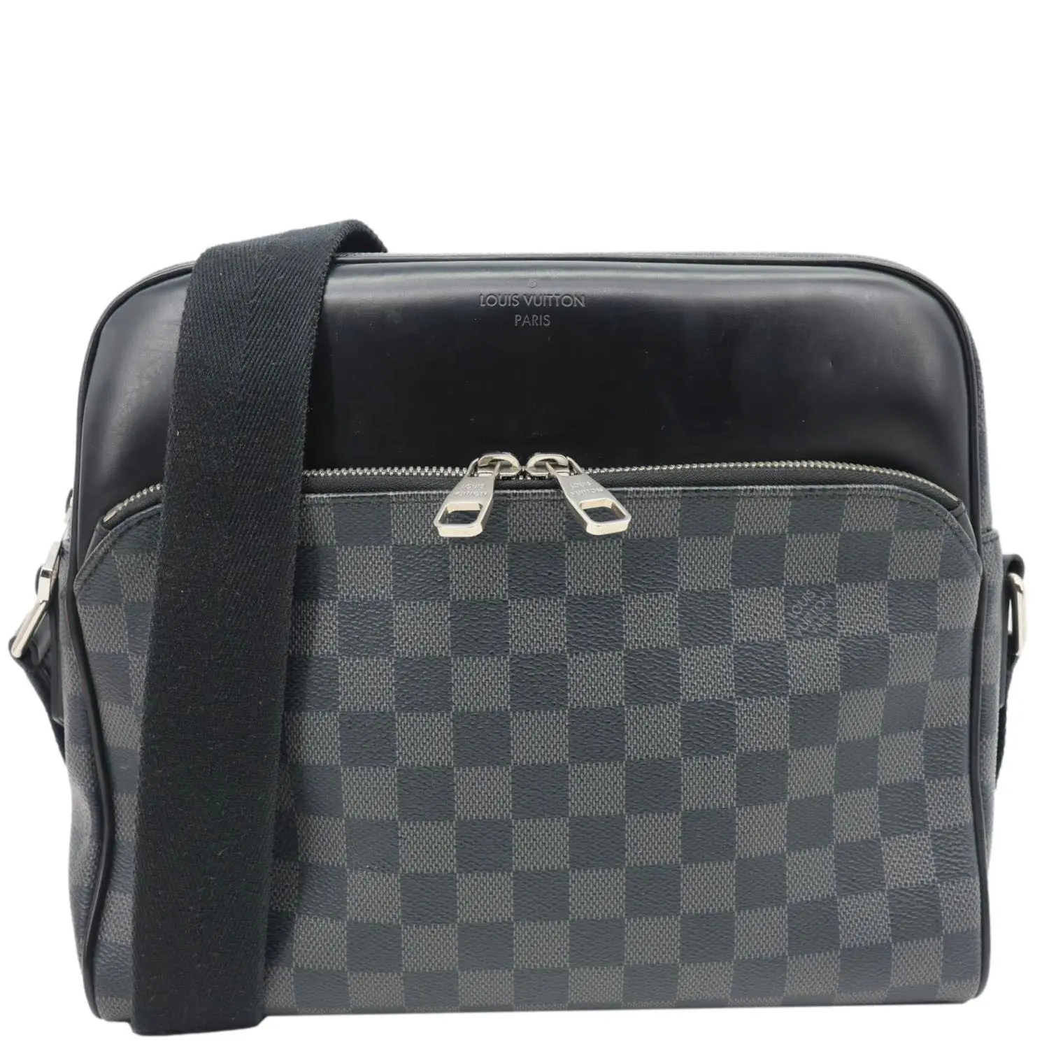 Pre-owned Louis Vuitton Canvas Crossbody Bags Dayton Reporter PM Damier Graphite Crossbody Bag Black