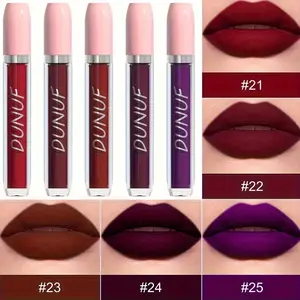 DUNUF Matte Liquid Lipstick | Bold Dark Red & Purple Shades (#21-#25) | Long Lasting Waterproof  Stain | High Pigment Cruelty Free Makeup mary leelip velvets Nourishing Glaze maroon red lipstick maquillaje  water  proof alt lollipop glittery lipgloss
