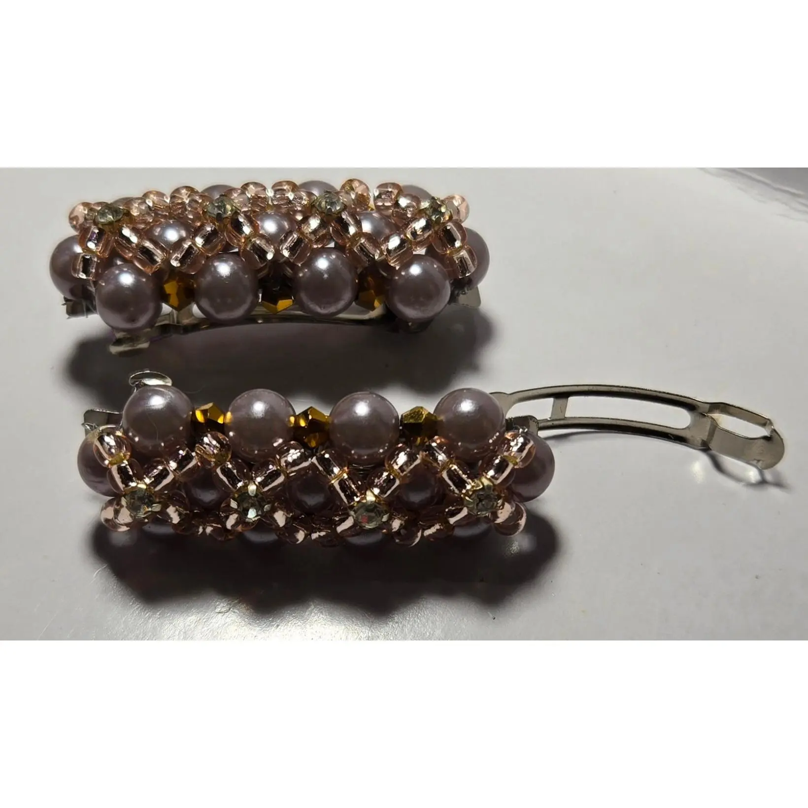 2" Brown and Gold Barrettes