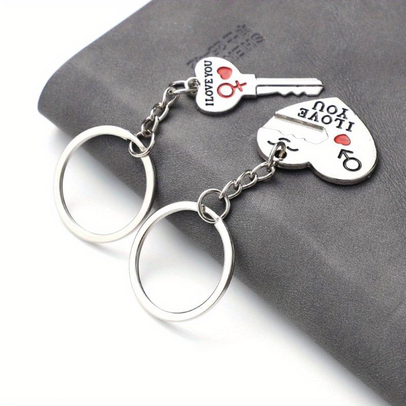 2pc Set Men Women Cute Heart Key Keychain Couple Key Ring Lovers Key Chain Jewelry Accessory Gift