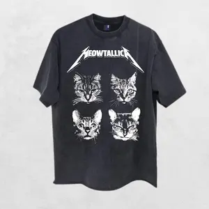 Funny Y2k Retro Meowtallica Cat Meme T-shirt