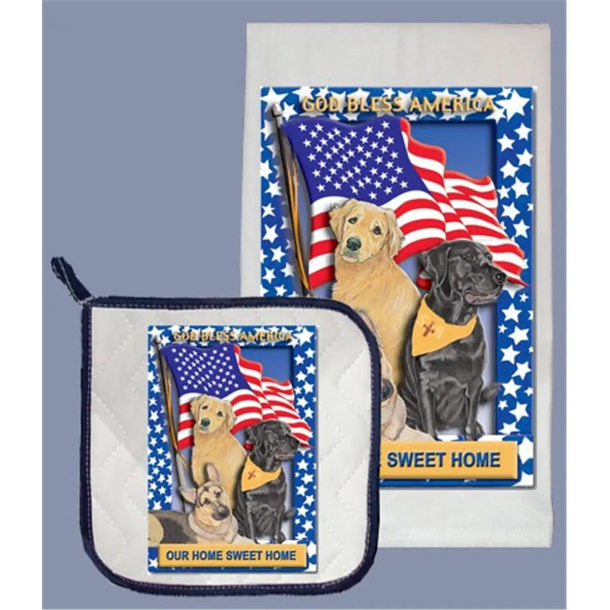 Pipsqueak Productions DP911PET Kitchen Dog Dish Towel & Pot Holder Set, Absorbent Household Textiles, Ideal Hostess Thank You Gift