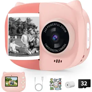 Camera Instant Print, 1080P Instant Cameras that Print Photos, Christmas Birthday Gifts for Girls Age 3-12, Video Camera Portable Toy for 3 4 5 6 7 8 9 10 Year Old Girls(Pink)