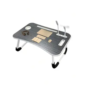 Extra Large Portable Laptop Bed Table Folding Table, Computer Table - Multifunctional Tray Stand With Cup Holder And Drawer, USB, Fan And Light - Ideal For Eating, Reading And Writing In Bed, On The Sofa, On The Floor - Stable, Durable And Foldable