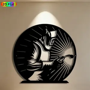 1pc Welding Worker Metal Wall Art, Dynamic Welding Worker Statue Mural, Ideal Gift for New Year, Fathers Day, Industrial Decor Enthusiasts, Rust-Resistant Metal Wall Decor Wall Sculptures, Perfect for Garage Wall & Garden Fence, Unique Workshop Decor