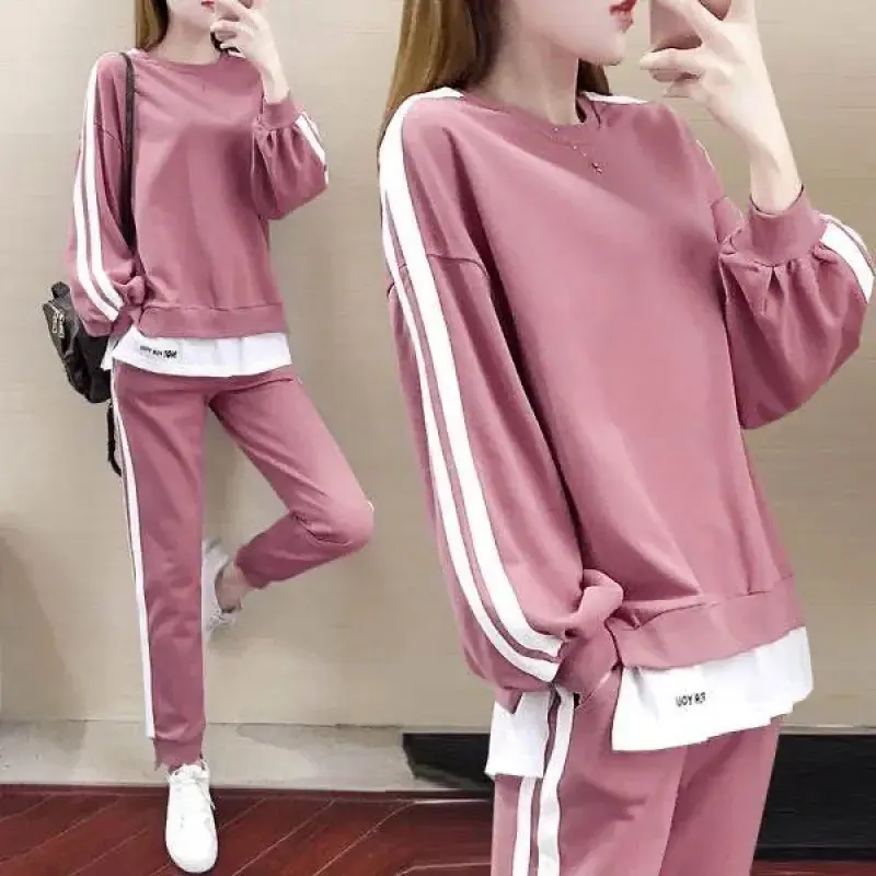 Plus Size 2025 New Casual Sport Suit Sweatshirt Trousers 2-piece Set Loose Fit Fashionable Streetwear For Men Women