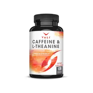 Caffeine 50mg & L Theanine 100mg - Caffeine Pills & L-Theanine for Smart Smooth Energy & Focus Supplement. Nootropic Brain Booster Cognitive Support Stack & Focused Clarity. 120 Veggie Capsules
