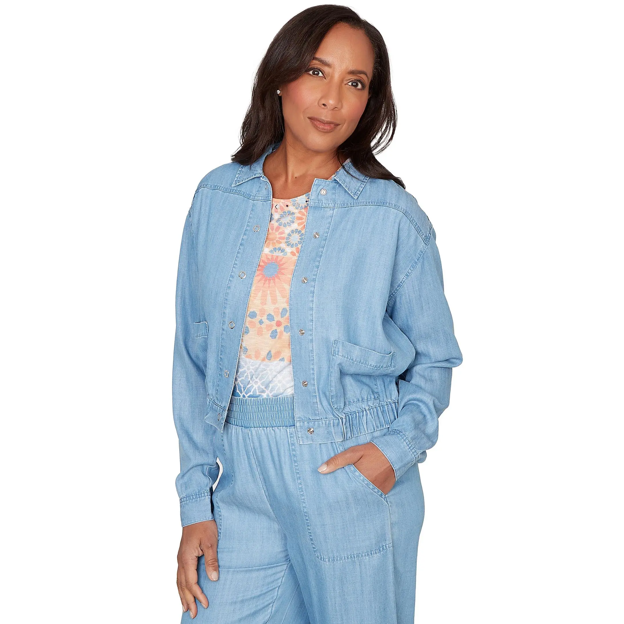 TOP *PETITE* BLUE SHIRT JACKET