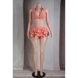 Ruffle Me Shorts Set - Orange