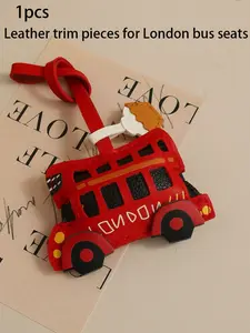 London Bus Leather Bag Charm, Premium Artificial Leather, Vintage British Design, Fashion Travel Accessory, 1pc