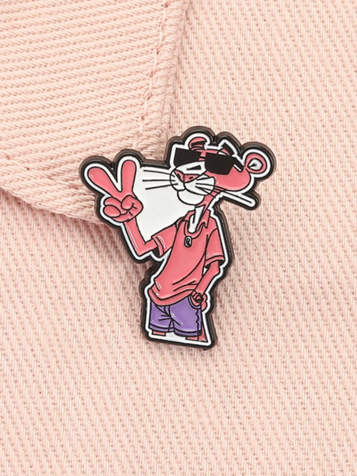 Cartoon Pink Panther Enamel Pin Anime Comedy Movie Character Metal Brooch Lapel Backpack Badge Fashion Jewelry Accessories Gift for Friends Fashion Accessory Enamel Lapel Pins