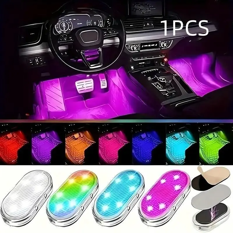 RGB Car Interior Lighting, Wireless Car LED Reading Light, Multicolor Decorative Lamp, Car Ambient Light, Led Lights For Car, USB Charging, Easy Installation, Multi-Use