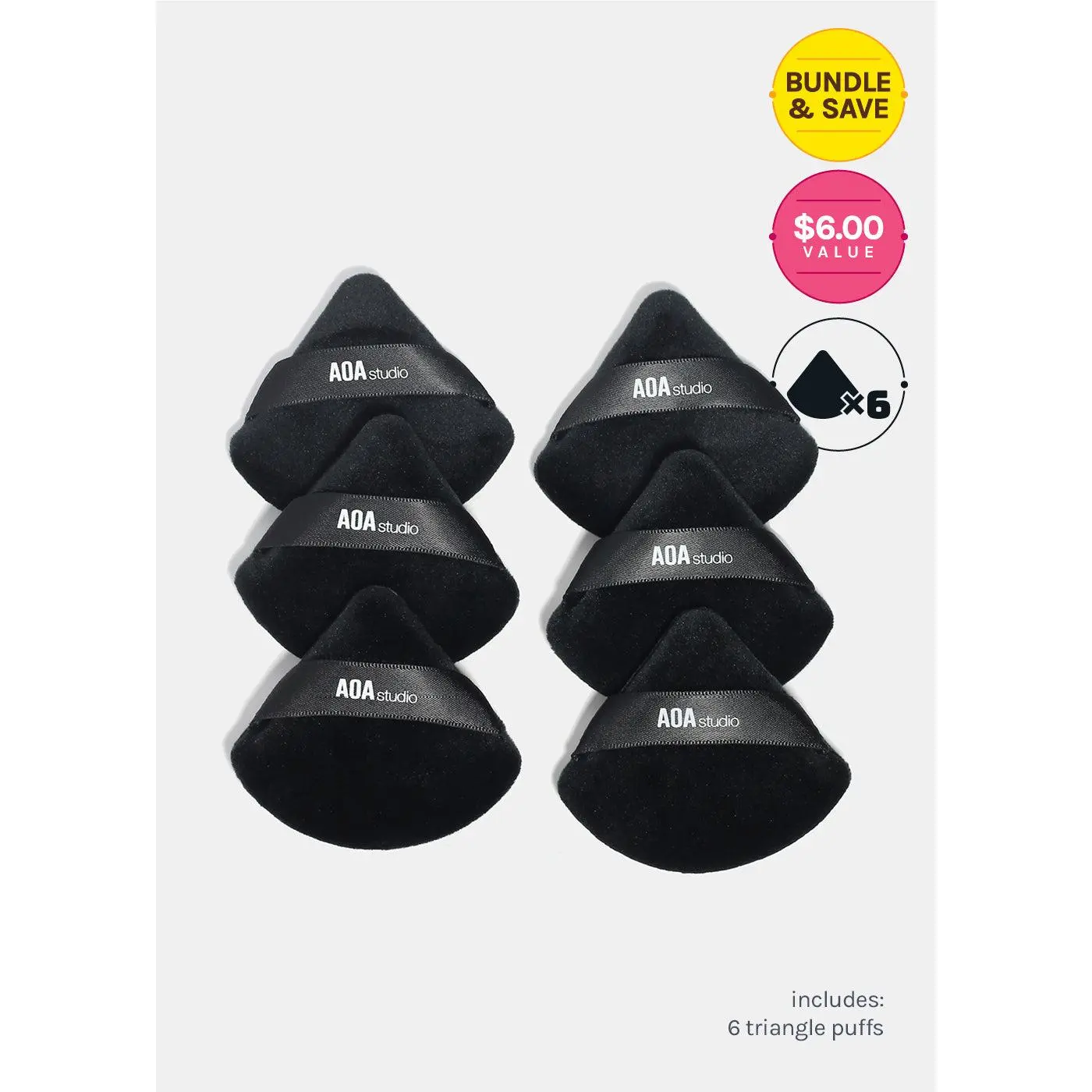 AOA Velvet Puffs - 6 Pc Triangle Set AOA Velvet Puffs - 6 Pc Triangle Set