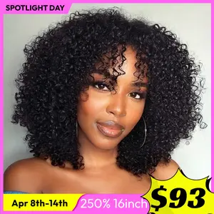 UNice 250% Density Afro Kinky Curly Wig with Burmese Curly Layer Pre Bleached Glueless 7x5 HD Lace Closure Human Hair Wigs with Drawstring Pre Plucked Natural Hairline Beginners Friendly #SpotlightDay#Summervibes