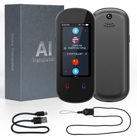 Portable AI Multilingual Translator Device, 3.1" Touchscreen, 139 Languages, 0.2 Seconds Real-Time Smart Voice & Photo Translation, 17 Free Offline Translations, 1200mAh, Wi-Fi Ready, Lightweight Fits Travel Bags, for Business & Travel