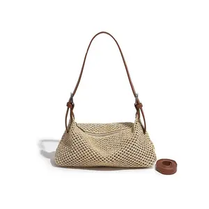 X2724 Women's Resort Beach Baidy Dumpling Bag 2026 New Summer One Shoulder Armpit Straw Bag
