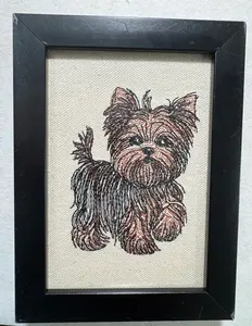 Yorkshire Terrier Yorkie dog Machine Embroidered and Framed!  Unique Canine Charm Tabletop Decor for Home or Office! Other Designs and Breeds Available!
