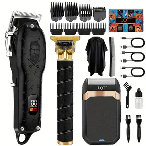 LQT Cordless Trimmer Set, LED Display & Fast Charging, All-in-One Grooming for Hair & Beard, Zero Gapped Clipper for Men, Professional Barber Equipment, Ideal for Home Haircut, Premium Gift Set for Him