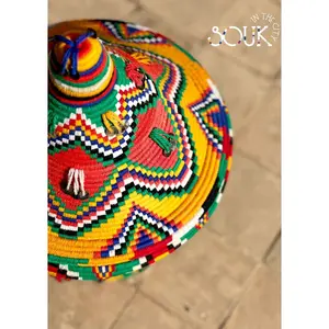 Vintage Berber Basket-multi colored