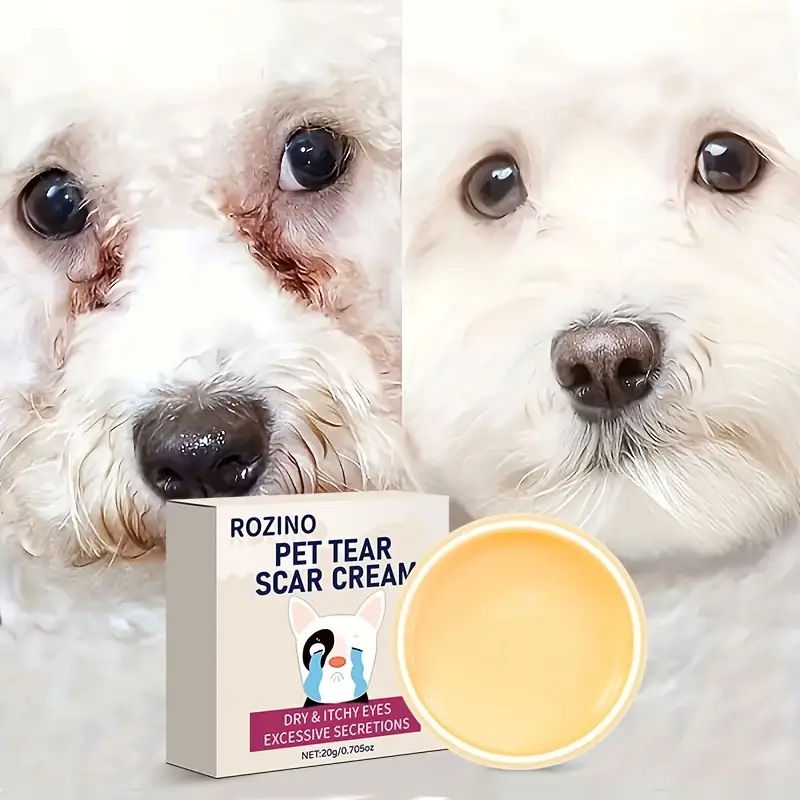 ROZINO Pet Tear Stain Cream 20g Gentle Formula Clean Moisturize Eye Care Reduce Secretions Dryness Itching Long Term Use More Effective Best Used Bef